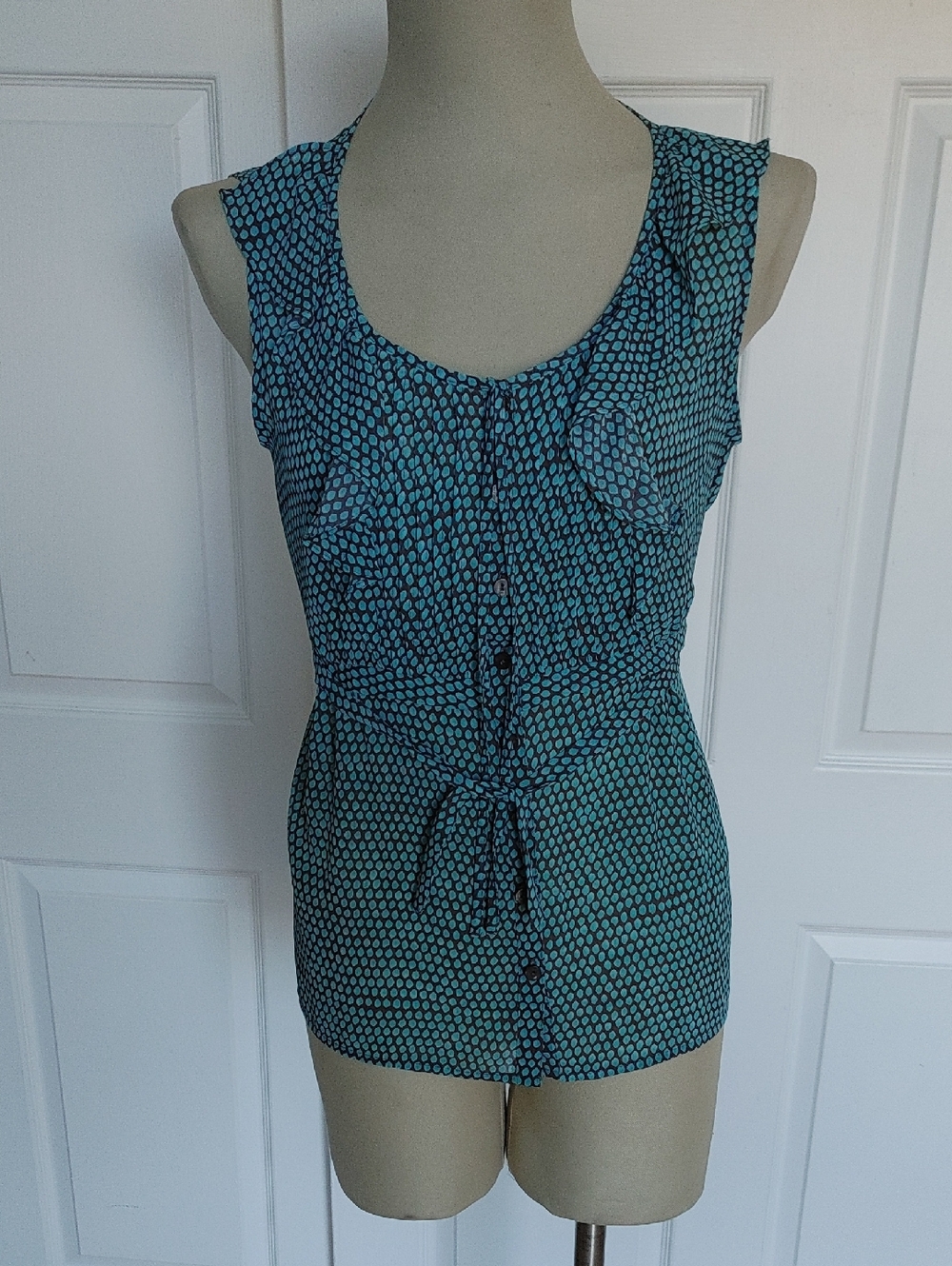 Apostrophe Teal & Black Sleeveless Tie-Front Camisole
